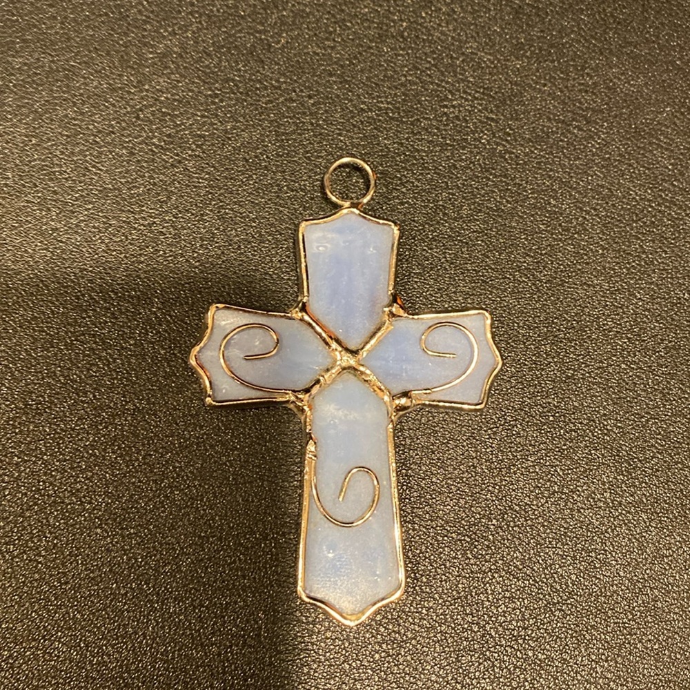 Stained glass cross charm